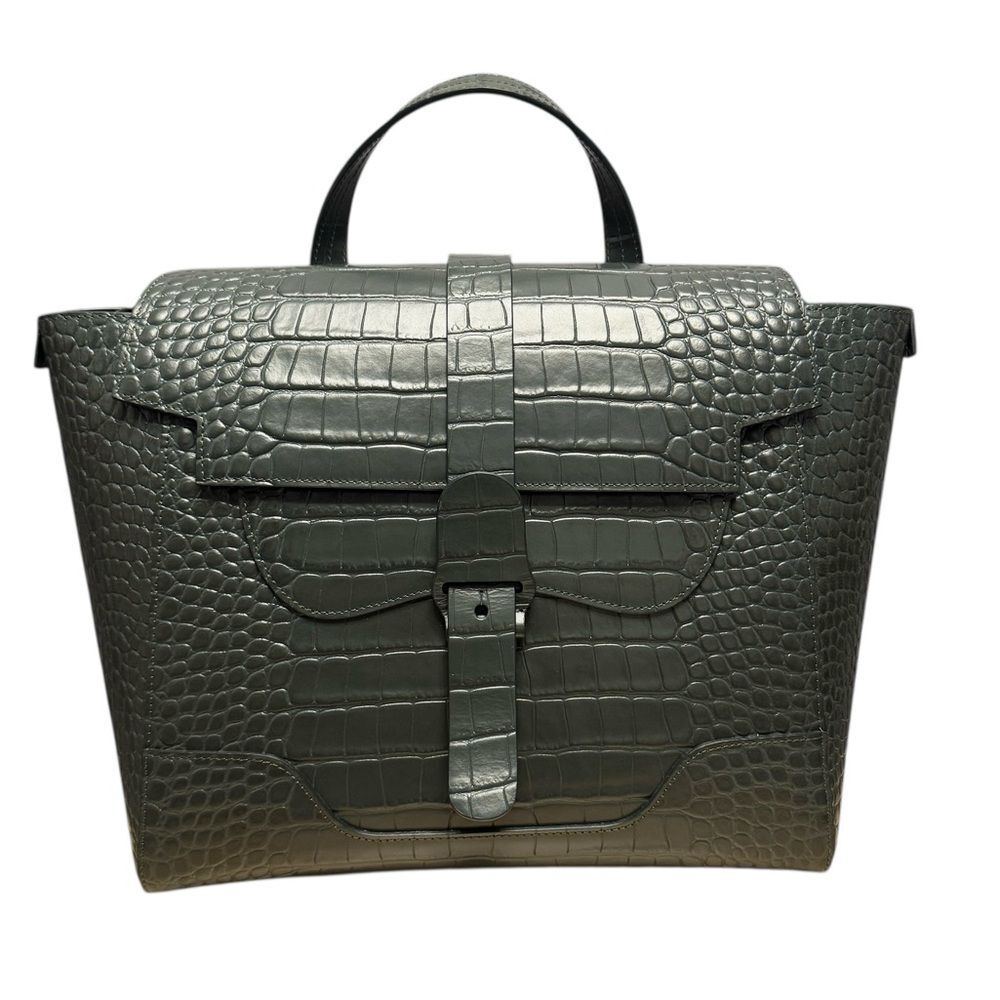 Senreve deep green embossed leather bag large carryall quiet luxury Italy
